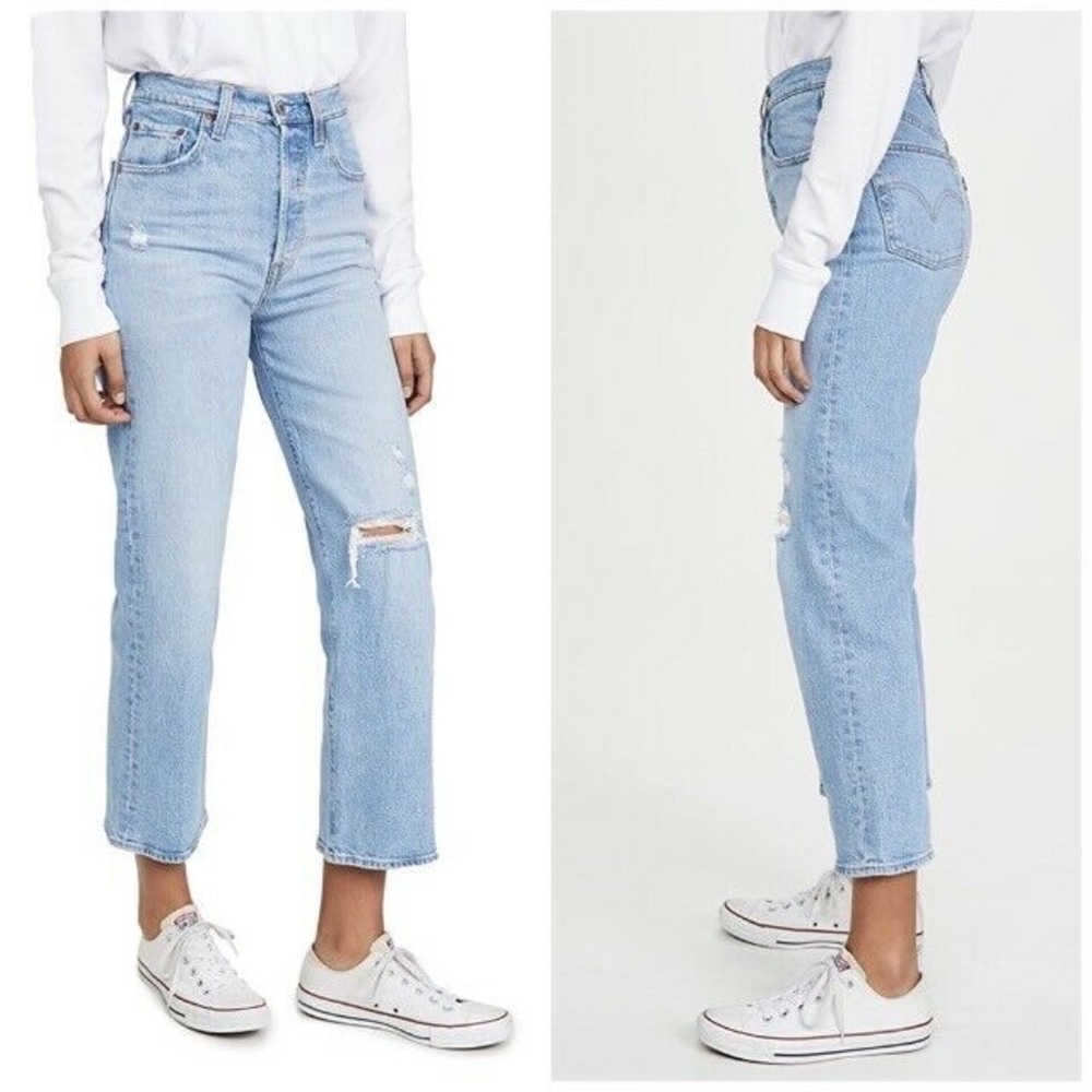 New Levi’s Ribcage Straight Ankle Distressed Jeans